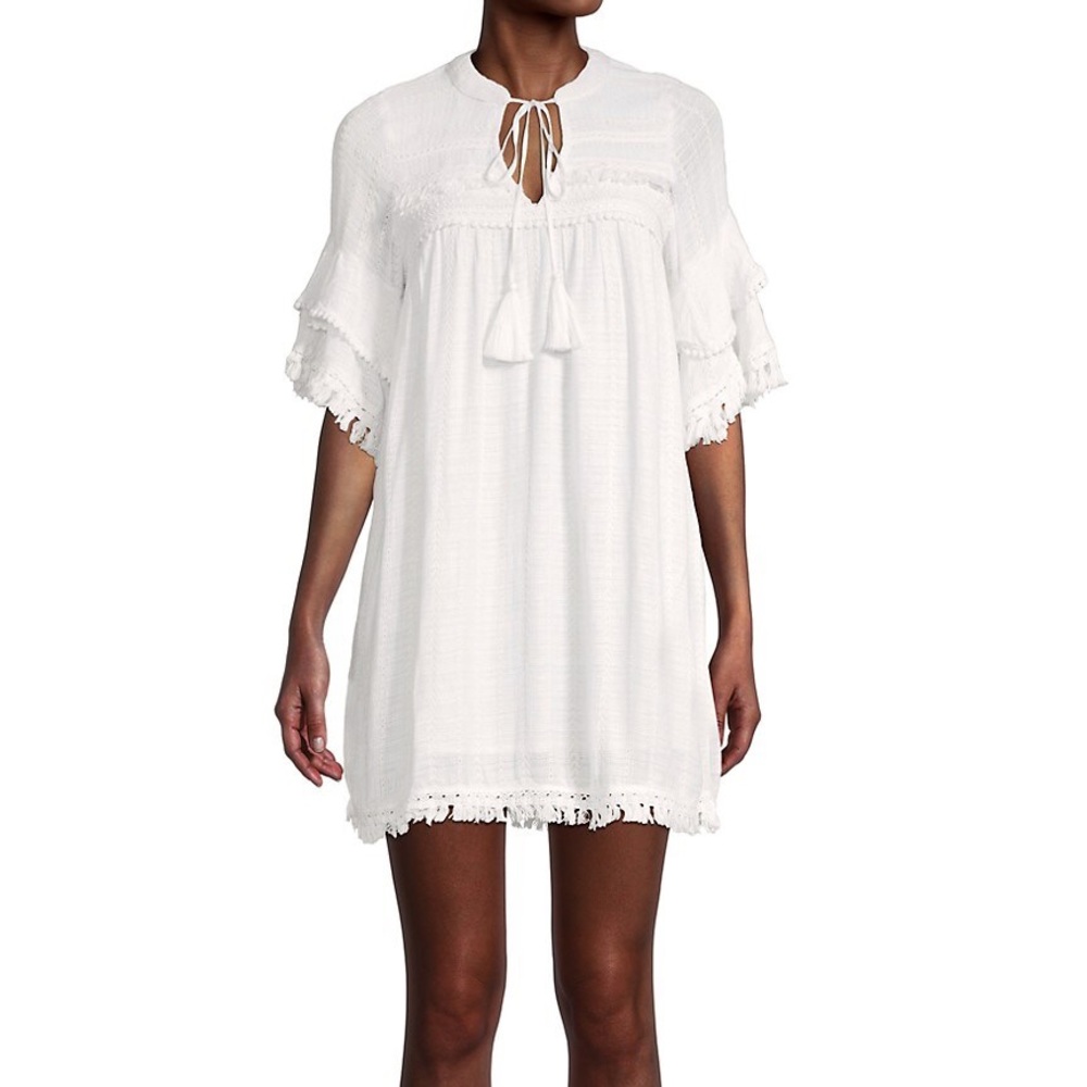 Allison Embroidered Tassel-Tie Dress